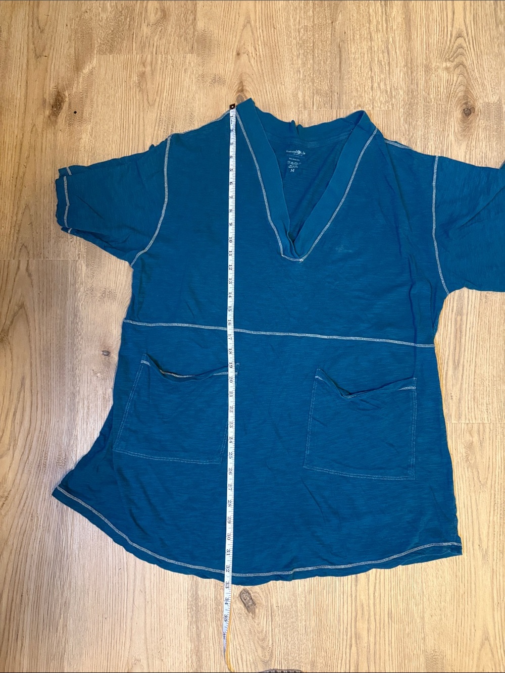 NATURAL LIFE ๐ BLUE ๐Cotton V Neck Tunic or Nightie with Patch Pockets - Picture 9 of 11